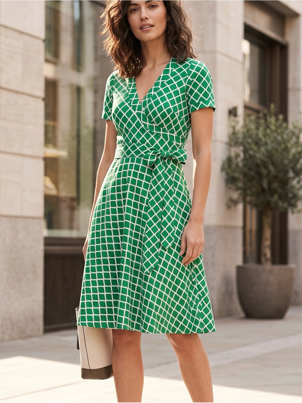 Boden Lara Wrap Dress In Meadow Green Women’s Size Small 6L Retro Mod Aesthetic